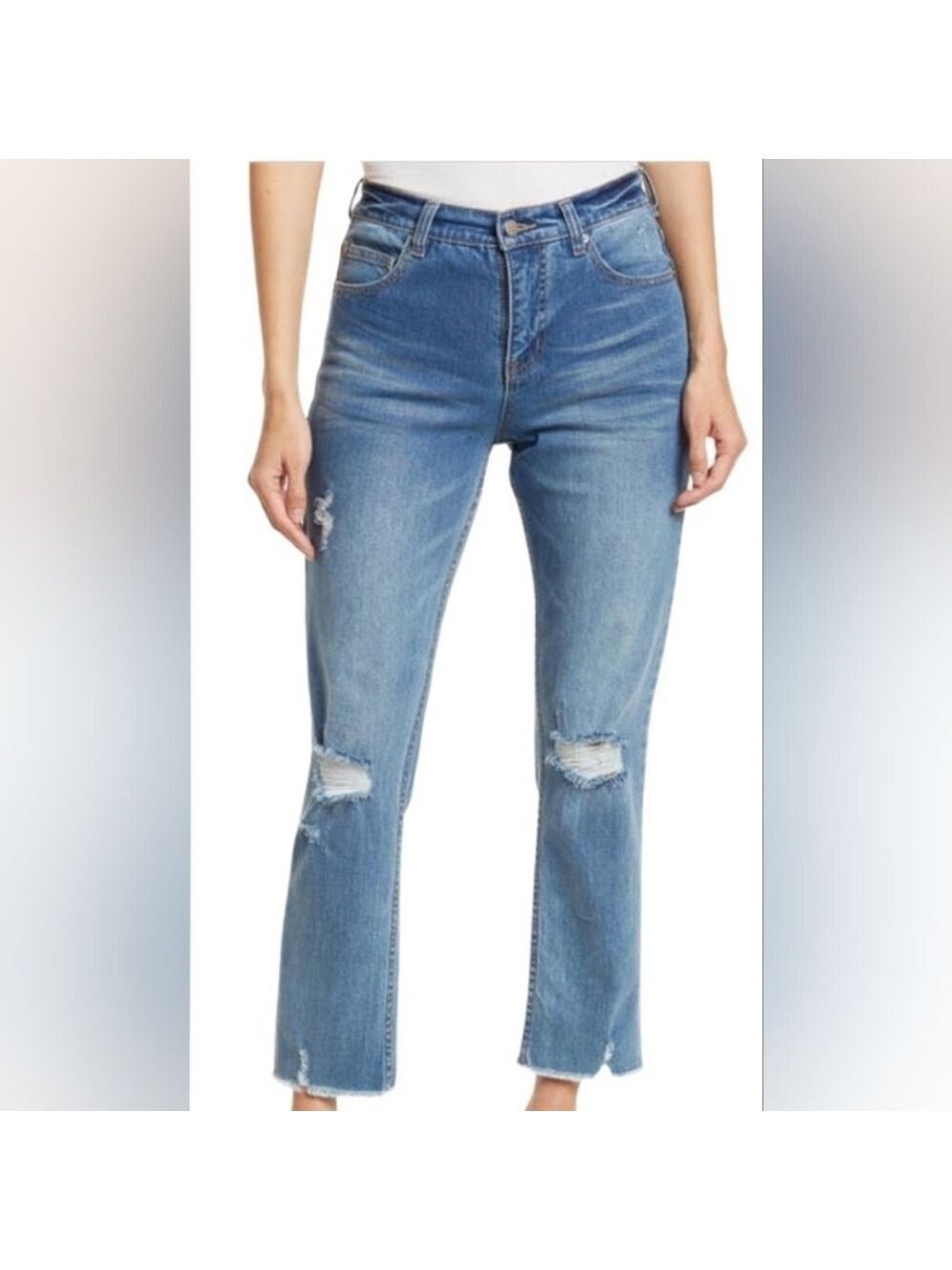 NWT Supplies by Union Bay Women's High-Rise Distressed Slim Straight Jeans, 8
